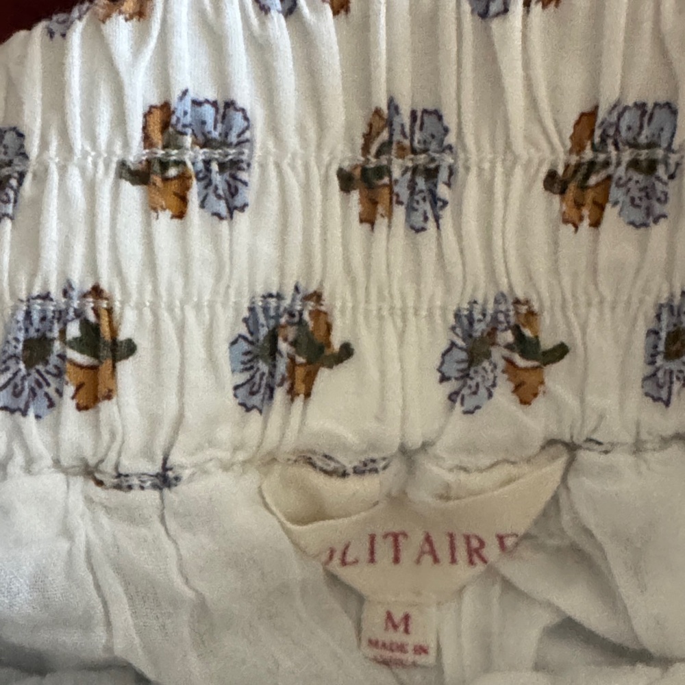 Solitaire White and Gold flowered Midi layered Skirt Size M - Picture 2 of 5